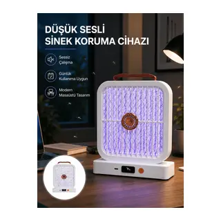 Masaüstü Şarjlı Elektrikli Sinek Öldürücü UV Teknolojili Beyaz Cihaz