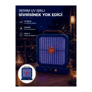Masaüstü Şarjlı Elektrikli Sinek Öldürücü UV Teknolojili Mavi Cihaz