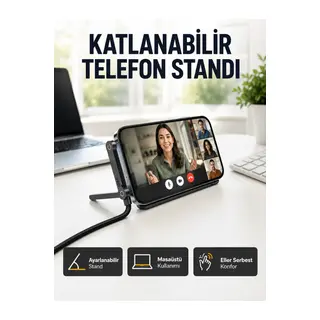 240W Type-C to Type-C Telefon Stand Özellikli Şarj Kablosu