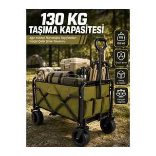 Kamp, Piknik, Plaj ve Alışveriş İçin Çok Amaçlı Katlanabilir Wagon