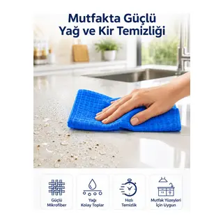 Ultra Emici Mikrofiber Bez Cam Ayna Mutfak Banyo Araç Temizlik Bezi 40x40 cm