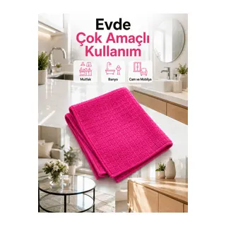 Mikrofiber Temizlik Bezi 40x40 cm Pembe İz Bırakmayan Çok Amaçlı Temizlik Bezi