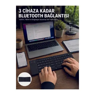 Katlanır Bluetooth Klavye Telefon Tablet Laptop Uyumlu Kablosuz Klavye
