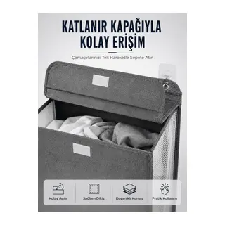Kapaklı Duvar Tipi Kirli Çamaşır Sepeti Yer Tasarrufu Sağlayan