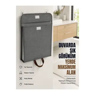 Katlanır Duvar Askılı Çamaşır Sepeti Geniş İç Hacimli Banyo Düzenleyici