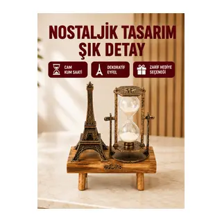 Klasik Tasarımlı Ahşap Kum Saati – Ev ve Ofis İçin Masaüstü Aksesuarı