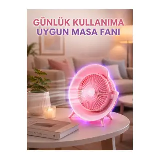 Renkli Ambiyans Işıklı Taşınabilir Masaüstü Vantilatör