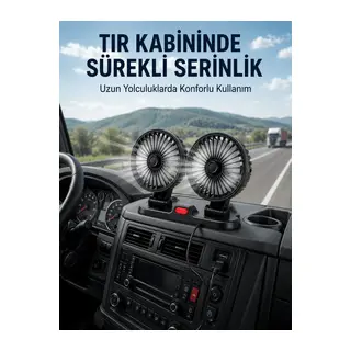 Çift Başlıklı Araç İçi USB Vantilatör Soğutucu Fan