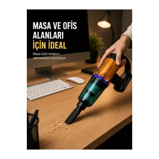 Kablosuz Araç Süpürgesi Yıkanabilir Filtreli Taşınabilir El Tipi Süpürge