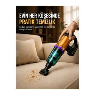 Taşınabilir Kablosuz El Süpürgesi Araç ve Ev Temizliğine Uygun