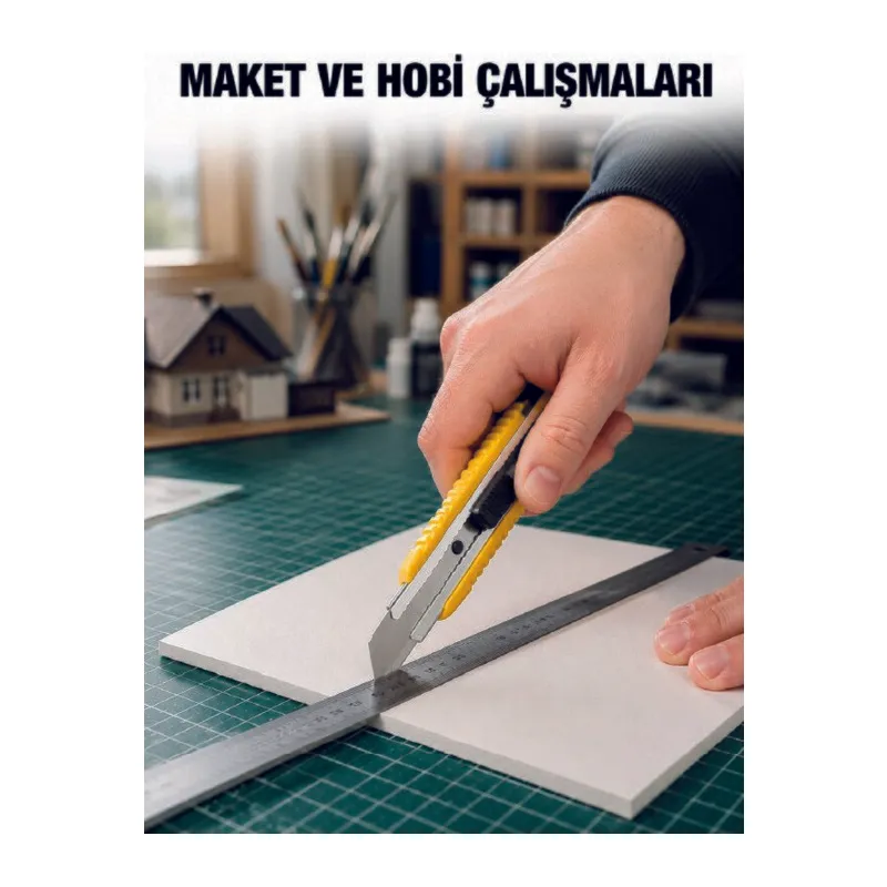 5 Adet Metal Falçata Seti Ergonomik Saplı Çelik Maket Bıçağı Koli Ambalaj PVC Kesici