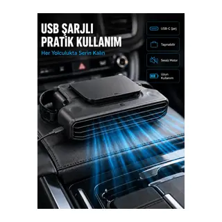 Araç Koltuk Başlığı Soğutucu Fan 5 Kademeli Hız Ayarlı USB Şarjlı Boyun Serinletici