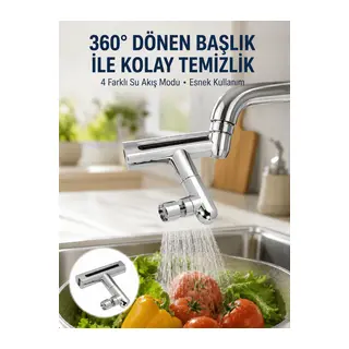 360° Dönüşlü Su Akışı Başlığı | 4'ü 1 Arada Kullanım Yeni Nesil