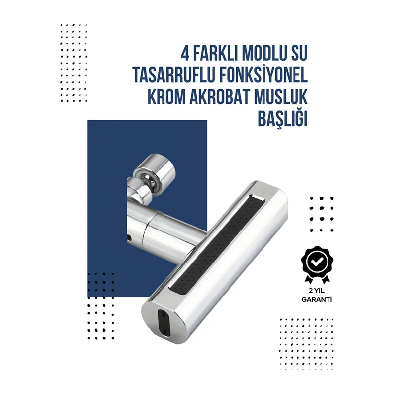 4 Modlu Musluk Başlığı Şelale, Yağmur, Sprey, Köpük Akışı Yüksek Basınç Performansı Modern Tasarım