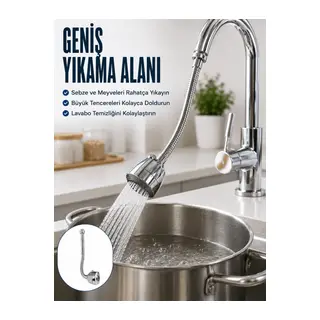 Esnek Spiral Musluk Uzatma Fıskiyesi Su Tasarruflu Ayarlanabilir Musluk Başlığı