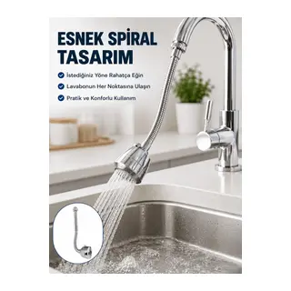 Çok Fonksiyonlu Musluk Uzatma Aparatı 360° Hareketli Krom Musluk Başlığı