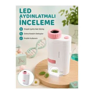 Çocuklar İçin Taşınabilir Bilim Mikroskobu 80X-200X Büyütme ve LED Aydınlatma