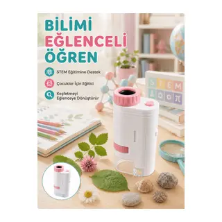 Taşınabilir LED Mikroskop 80X-200X Büyütmeli Çocuklar İçin Eğitici Bilim Mikroskobu