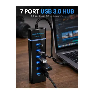 7 Port USB 3.0 Çoklayıcı Hub 5Gbps Veri Aktarım Adaptörü
