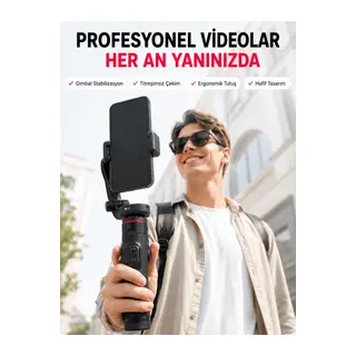Akıllı Takipli Gimbal Selfie Stick Profesyonel Video Çekim Stabilizatörü Uzayabilir Tripod Bluetooth Kumandalı