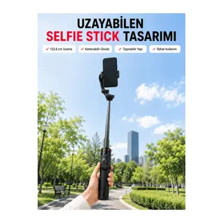 AI Takipli Gimbal Selfie Stick 360° Otomatik Yüz Takibi Bluetooth Kumandalı Uzayabilir Tripodlu Telefon Sabitleyici