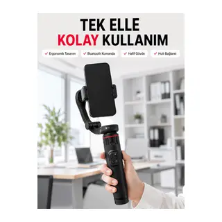 Profesyonel AI Gimbal Selfie Stick Yüz Takipli Telefon Sabitleyici Bluetooth Kumandalı Katlanabilir Tripod
