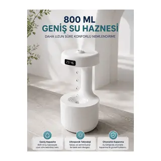 Ters Akan Su Damlası Nemlendirici 800 ml Sessiz Ultrasonik Oda Nemlendirici
