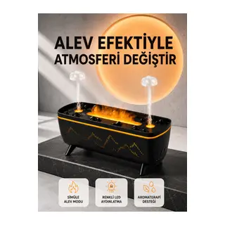 Alev Efektli Hava Nemlendirici 280 ML Esansiyel Yağ Uyumlu Jöle Yağmur Efektli Difüzör