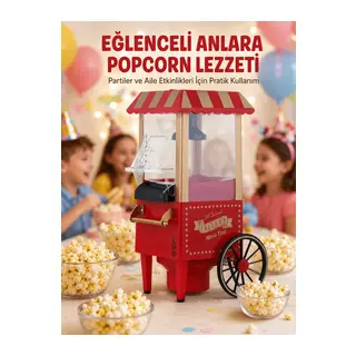 Nostaljik Tasarımlı Yağsız Mısır Patlatma Makinesi