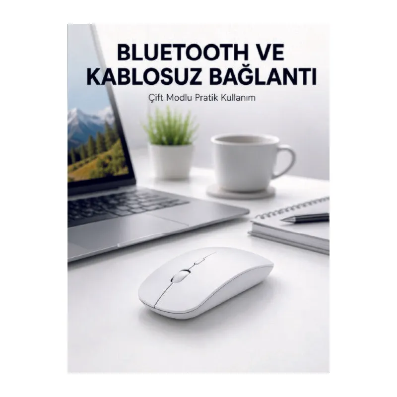 Bluetooth Kablosuz Wireless Mouse Şarjlı Sessiz Ergonomik 5000 DPI Fare
