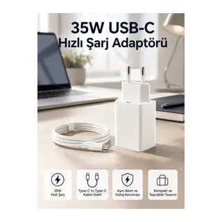 35W USB-C Hızlı Şarj Adaptörü Type-C to C Kablo Seti