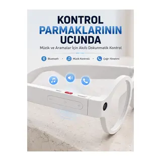 Beyaz Yapay Zeka Akıllı Gözlük Fotoğraf Video Ses Kayıtlı Çoklu Dil Çeviri Bluetooth Bağlantılı 3 Lensli