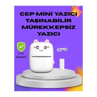 Kablosuz Mini Cep Yazıcısı Bluetooth Destekli 1200mAh Bataryalı