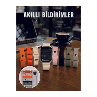 Dokunmatik Akıllı Saat Bluetooth Arama Sağlık Takipli 7 Değiştirilebilir Kordonlu Saat
