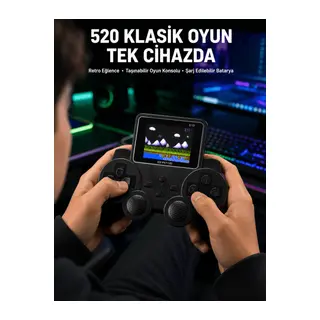 520 Oyunlu Taşınabilir El Oyun Konsolu TV Bağlantılı Şarjlı Gamepad