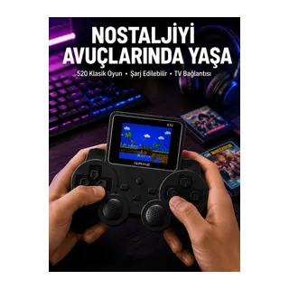 Şarjlı Retro Gamepad Oyun Konsolu 520 Oyunlu TV Çıkışlı El Konsolu