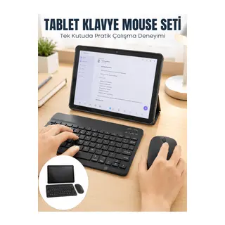 SIM Kartlı Android Tablet Bluetooth Klavye Kablosuz Mouse Geniş Ekran ve Taşınabilir Kullanım Seti