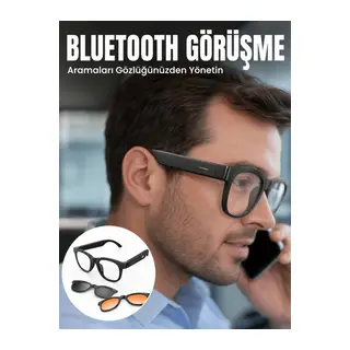 Yapay Zekâ Destekli Kablosuz Akıllı Gözlük Bluetooth Görüşme Müzik Dinleme ve Manyetik Şarj Özellikli