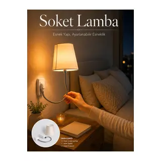 Soket Lamba Yatak Başı Işığı Ayarlanabilir Boyunlu