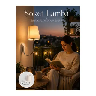 Priz Lambası Esnek Kollu Yatak Başı Aydınlatma