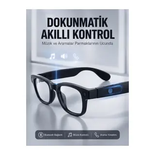 Siyah Akıllı Kamera Gözlüğü 8 MP Fotoğraf Video Çekimli AI Görüntü Tanıma Çoklu Dil Çeviri Bluetooth Wi-Fi Özellikli