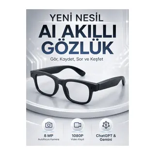 Akıllı Gözlük 8 MP Kameralı 1080P Video Kayıt WiFi Bağlantılı Çift Mikrofonlu Gürültü Engelleme Özellikli