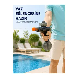 Şarjlı Elektrikli Su Tabancası Yuvarlak Su Hazneli Otomatik Sürekli Atışlı