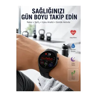 Bluetooth Konuşma Özellikli Akıllı Saat AMOLED Ekran, Sağlık Takibi ve 3 Farklı Kordon