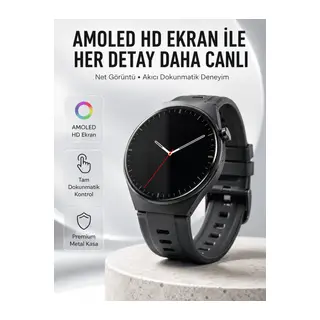 Yuvarlak Akıllı Saat Nabız Ölçer, SpO₂, Spor Modları ve Değiştirilebilir Kordon