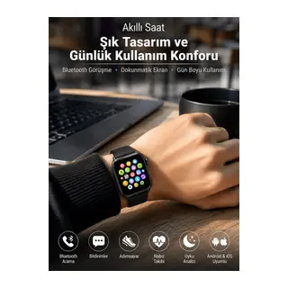 Bluetooth Arama, Akıllı Bildirimler ve Günlük Sağlık Takibi Sunan Şık Tasarımlı Akıllı Saat