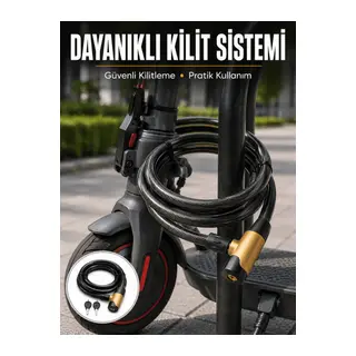 200 cm Uzun Çelik Kablo Kilidi Dayanıklı Anahtarlı Motor ve Bisiklet Kilidi