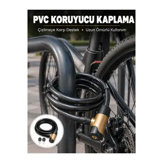 Kalın PVC Kaplamalı Çelik Halat Kilidi Pratik ve Güvenli Günlük Kullanım