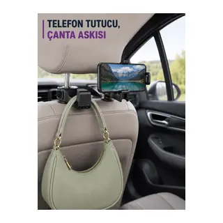 Araç Koltuk Arkası Telefon Tutucu ve Çanta Askısı Aparatı