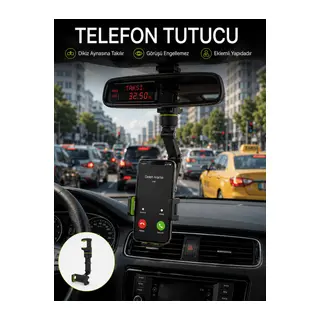 Ayarlanabilir Dikiz Aynası Telefon Tutucu Görüş Açısını Engellemeyen Araç Aparatı